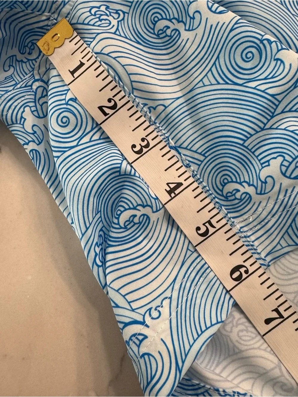Tucann Blue Wave-Print Swim Trunks M NEW